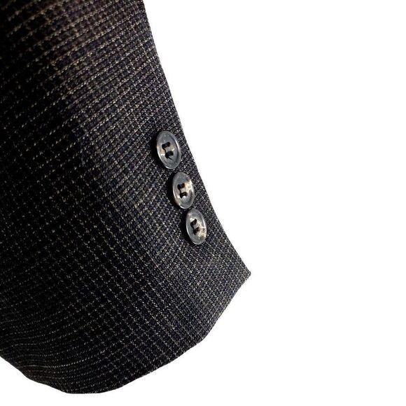Pronto Uomo Lanificio Galtes Wool 3 Button Sport Coat 42R Blue Tan Check - Picture 3 of 12